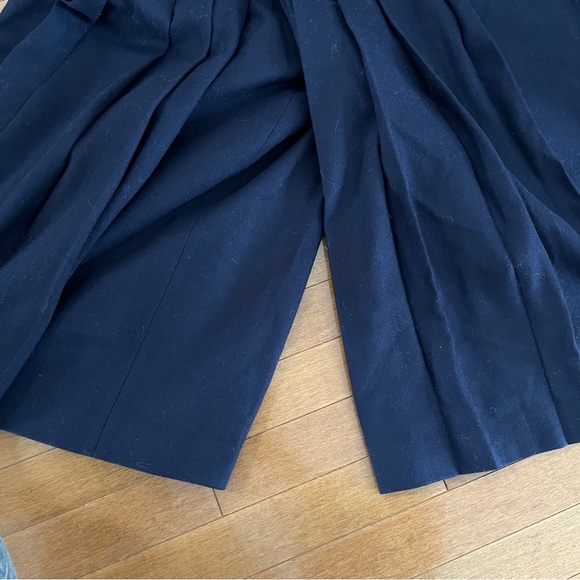 Vintage Navy 100% Wool Midi Pleated Skirt Pants - Picture 2 of 8